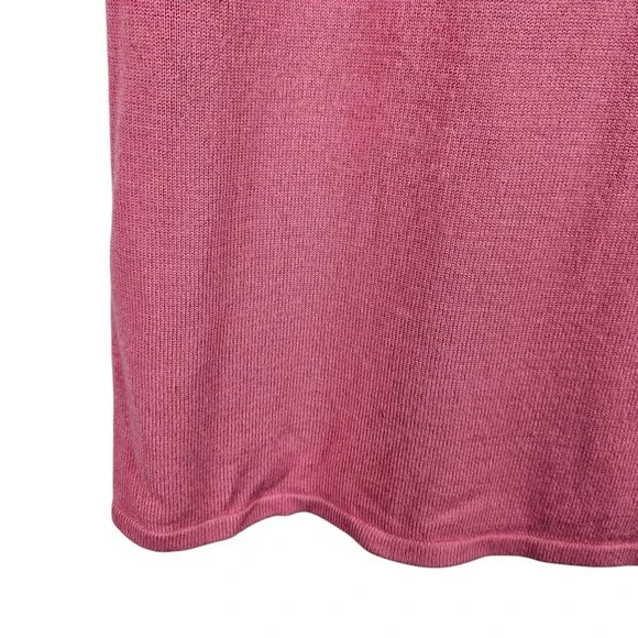 White House Black Market Womens Knit Top‎ Pink Sheer Sleeve Keyhole Back L - Picture 8 of 11